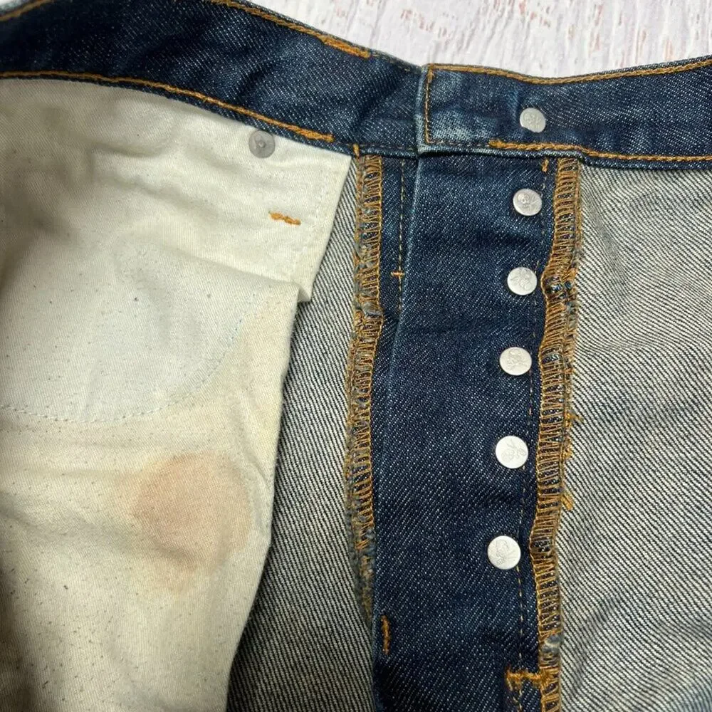 Ben Taverniti Unravel Project Straight Jeans Blue Distressed Button Fly 35x36